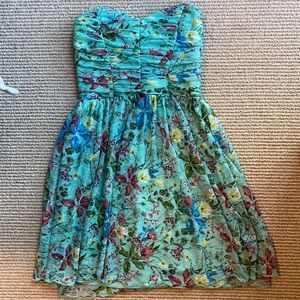 Floral strapless shirt dress